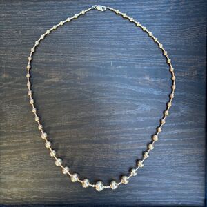32" Vintage Desert Pearls Sterling Silver Necklace Graduated Bead 925 LONG